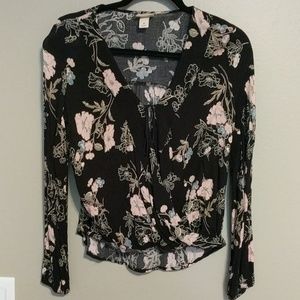 Black floral long sleeve
